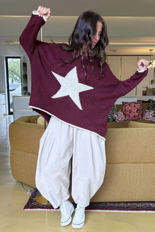 Big Softie Star Slouch Knit Burgundy -